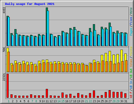 Daily usage for August 2021