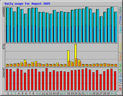 Daily usage for August 2025