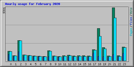 Hourly usage for February 2020
