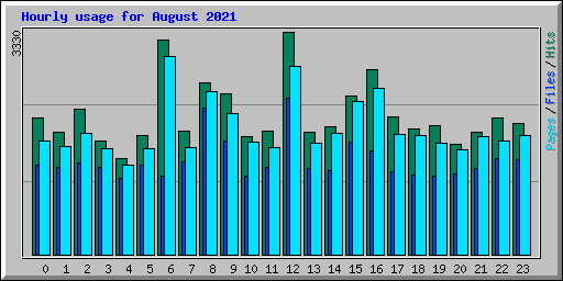 Hourly usage for August 2021